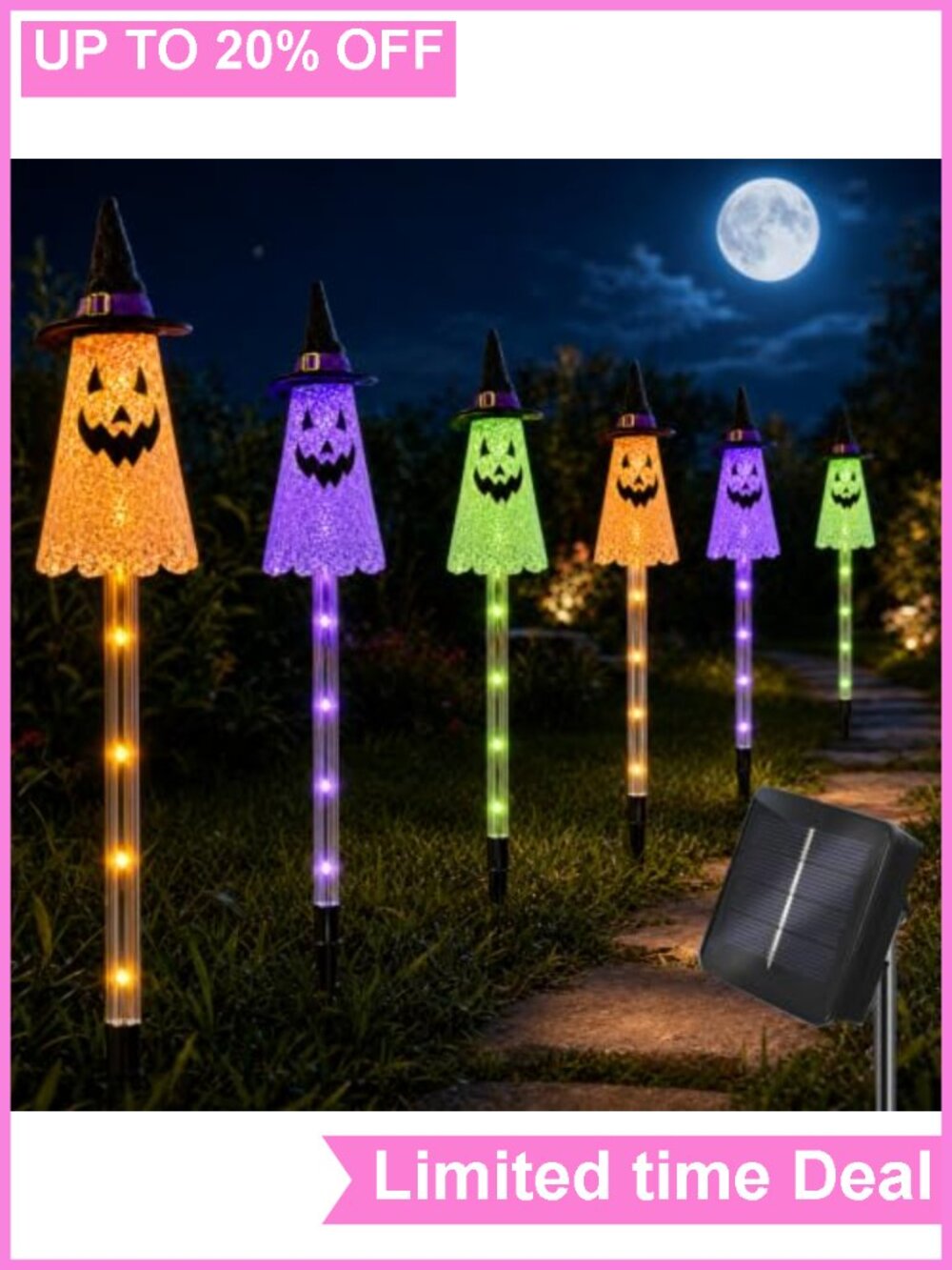 Solar Halloween Ghost Stake Lights 6 Pack Waterproof Outdoor Pathway Decor